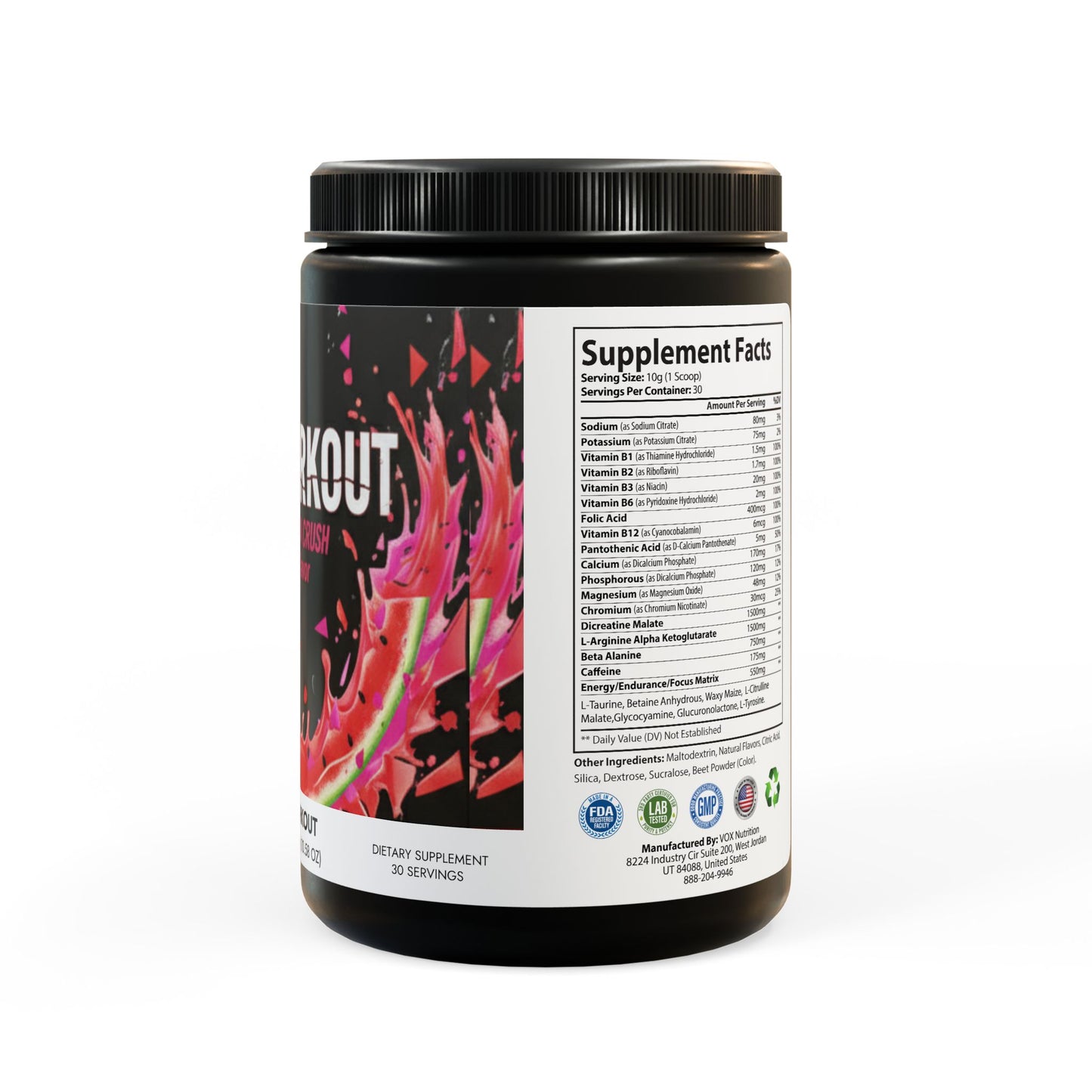 Pre-Workout Supplement | Watermelon Flavour (300g, 10.58oz)